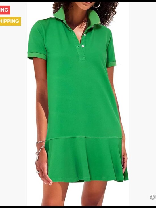 Dresses & Skirts - Cotton Blend Polo Dress with Ruffle Hem for Active Summer Wear